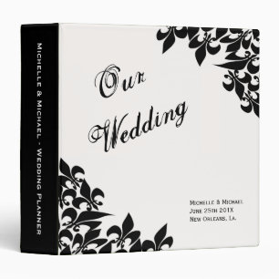 Fleur de Lis Pattern Wedding Planner 3 Ring Binder