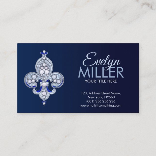 Fleur-de-lis Pearl and Lapis Lazuli Ornament Business Card (Front)