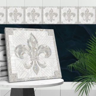 Fleur-de-lis - Pearl mosaic art Ceramic Tile