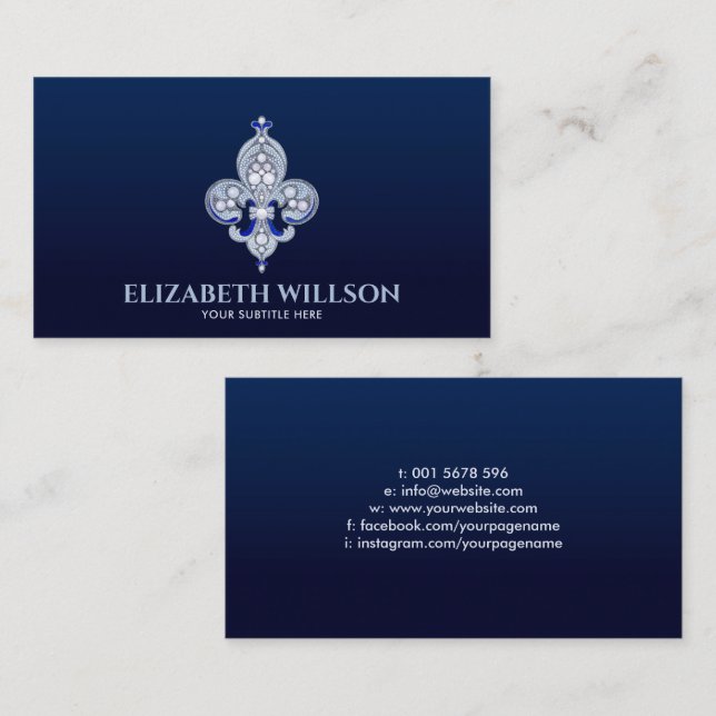Fleur-de-lis Pearl Ornament  Business Card (Front/Back)