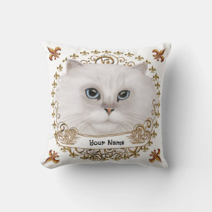 Fleur De Lis Persian Cat Throw Pillow