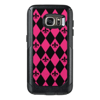 Fleur De Lis &amp; Pink Black Diamond Pattern OtterBox Samsung Galaxy S7 Case