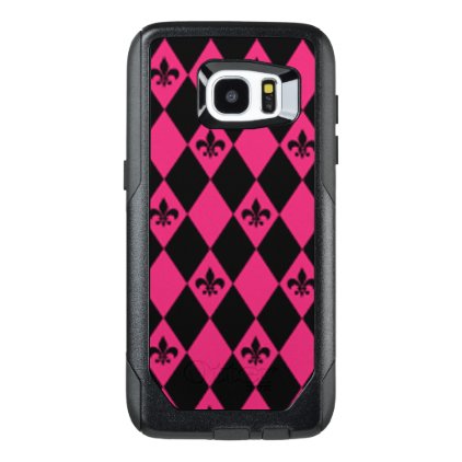 Fleur De Lis &amp; Pink Black Diamond Pattern OtterBox Samsung Galaxy S7 Edge Case