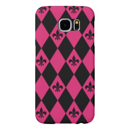 Fleur De Lis &amp; Pink Black Diamond Pattern Samsung Galaxy S6 Case