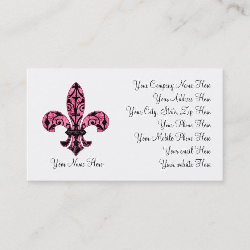 Customizable Fleur de lis Pink Business Cards 2