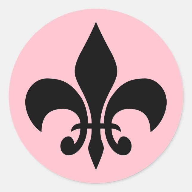 Fleur de lis Pink Round Sticker (Front)