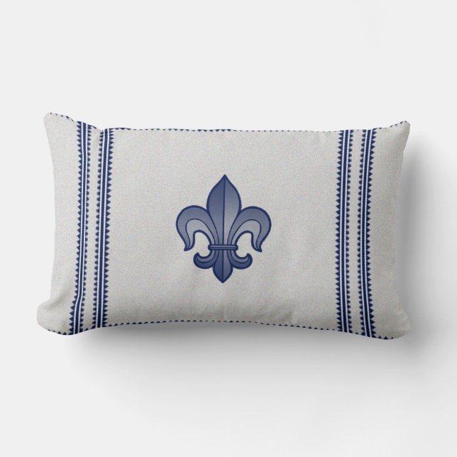 Fleur de lis Plaid Lumbar Pillow (Front)