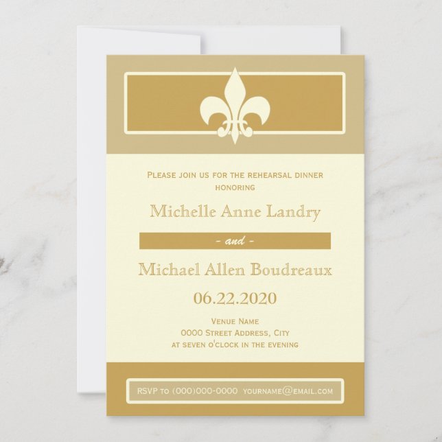 Fleur de Lis Poster Style Rehearsal Dinner Invitation (Front)