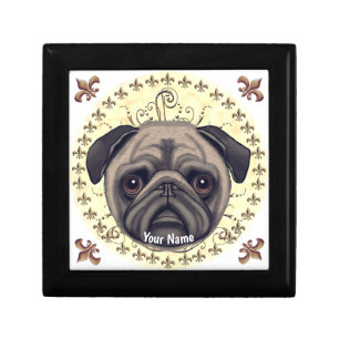 Fleur De Lis Pug Gift Box