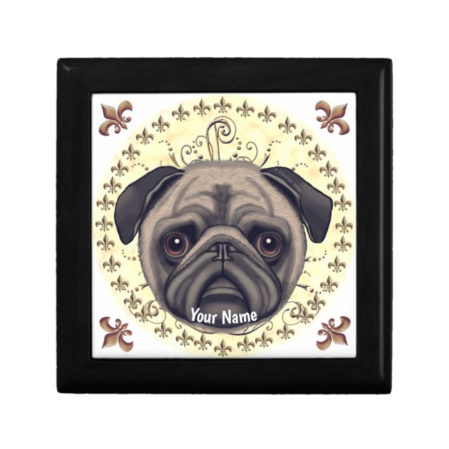 Fleur De Lis Pug Gift Box (Front)