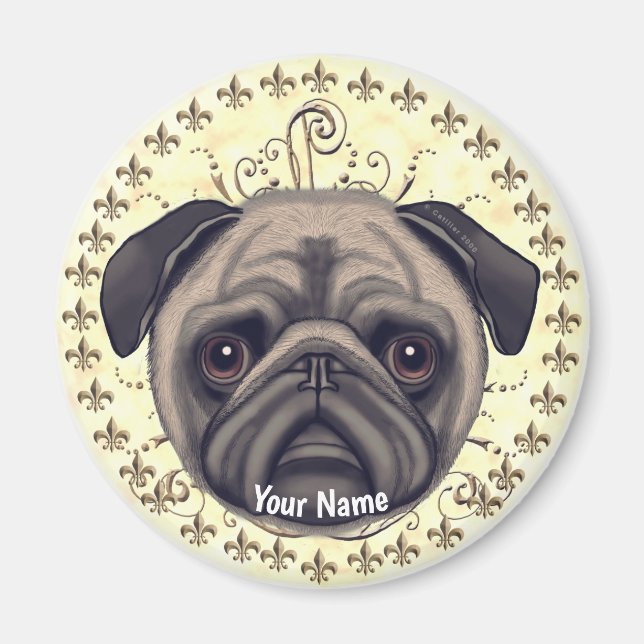 Fleur De Lis Pug Magnet (Front)