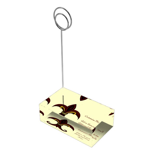 Fleur de Lis Red/Gold Place Card Holder (Corner)