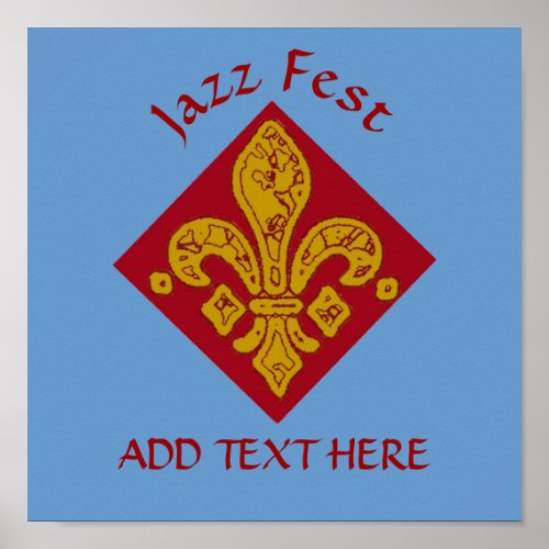 Fleur De Lis Red Jazz Fest Poster