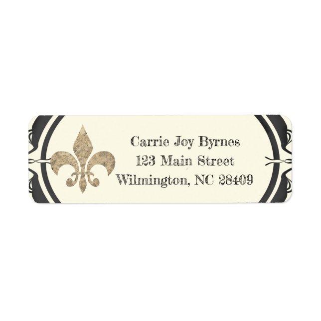 Fleur de lis Return Address Design Label (Front)