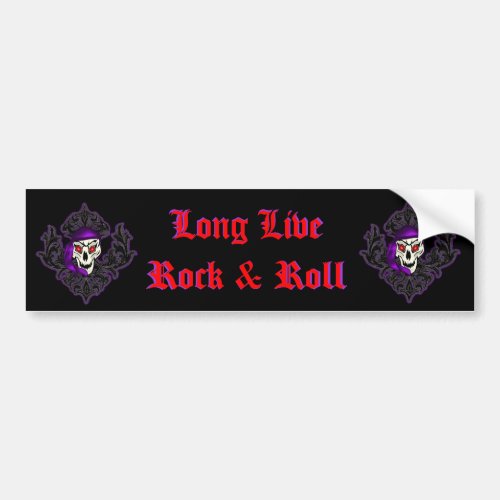 Fleur de Lis Rock  Roll Skull Bumper Sticker