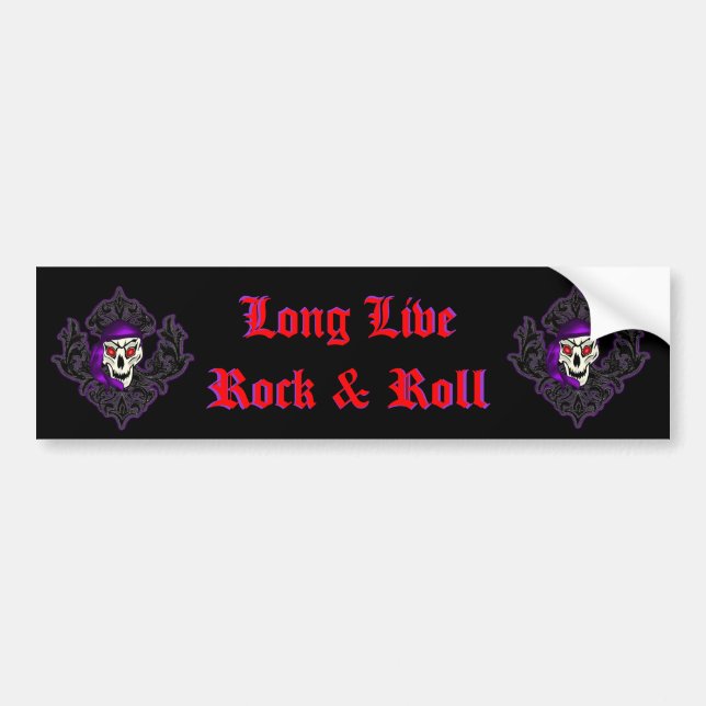 Fleur de Lis Rock & Roll Skull Bumper Sticker (Front)