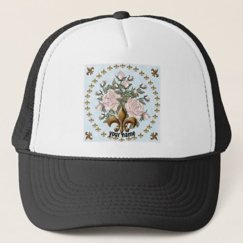 Fleur De Lis Roses custom name Hat 