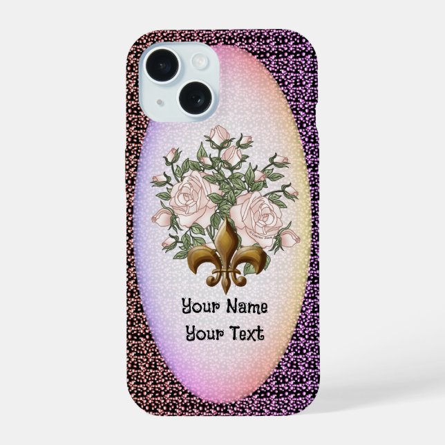 Fleur De Lis Roses phone case (Back)