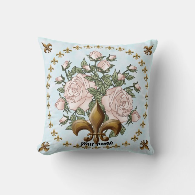 Fleur De Lis Roses  Pillow (Front)