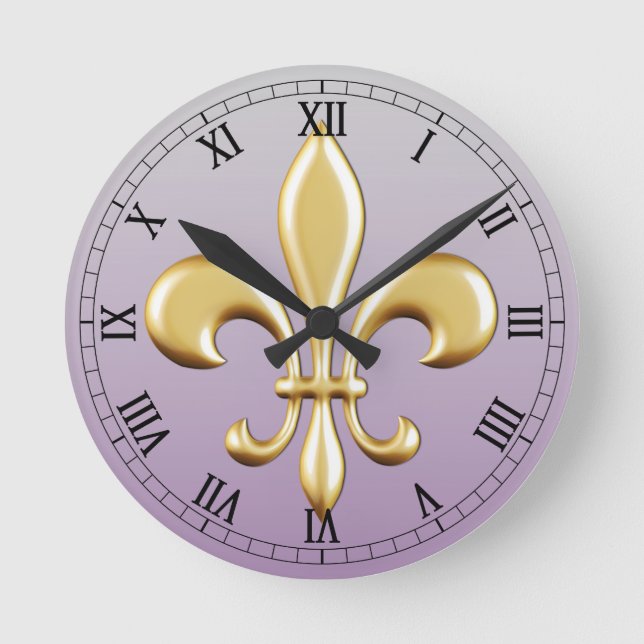 Fleur de Lis Round Clock (Front)