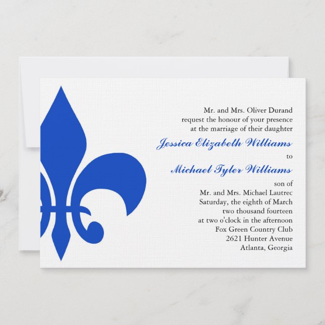 Fleur de Lis | Royal Blue Invitation (Front)