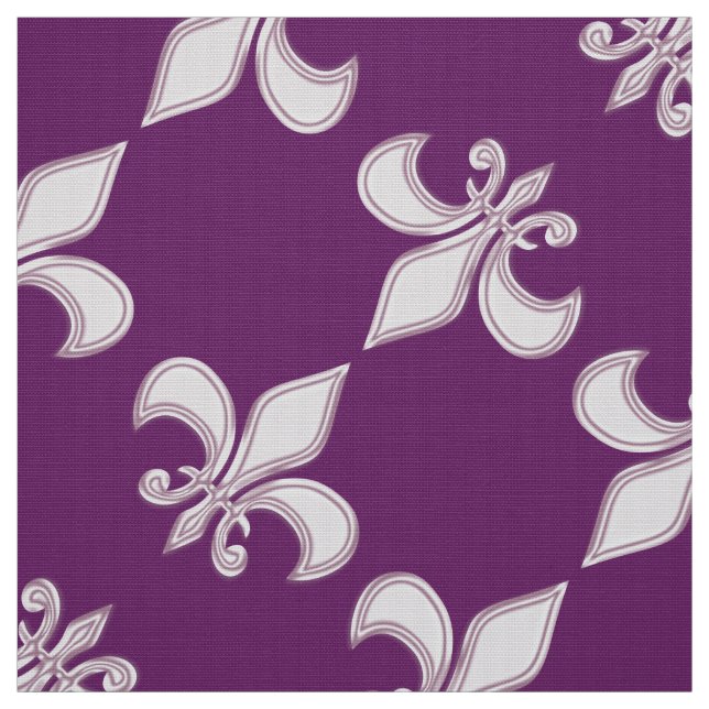 Fleur de Lis royal purple pattern Fabric (Swatch)