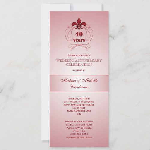 Fleur de Lis Ruby Anniversary Invitation