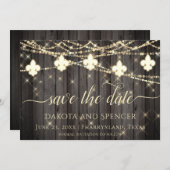 Fleur de Lis Rustic Lights | Boho Chic Wedding Save The Date (Front/Back)