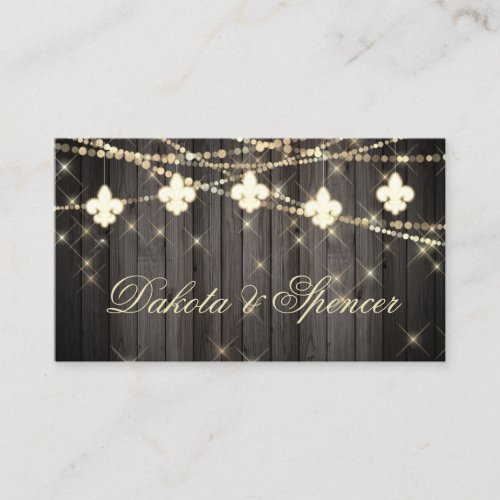 Fleur de Lis Rustic Lights  Chic Wishing Well Enclosure Card