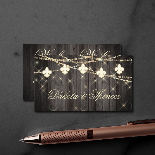 Fleur de Lis Rustic Lights | Chic Wishing Well Enclosure Card (Creator Uploaded)