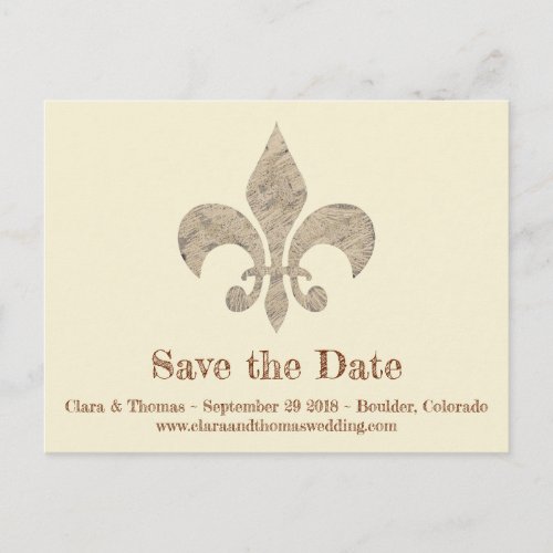 Fleur de lis Save the Date Simple Elegant Wedding Announcement Postcard