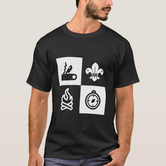 Fleur de lis Scouting Campfire Compass boy scout T-Shirt (Front)