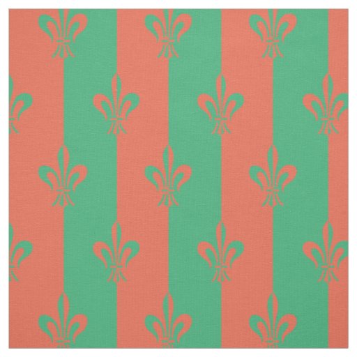 Fleur de Lis Sea Green and Copper Fabric