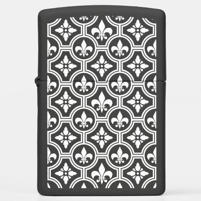 Fleur-de-lis seamless vintage pattern zippo lighter (Front)