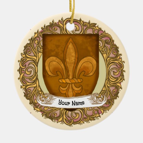 Fleur De Lis Shield Family Crest ornament