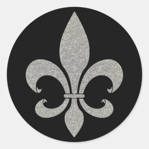 Fleur de lis silver and black Stickers