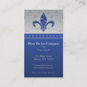 Fleur de Lis Silver Blue Business Card (Front)