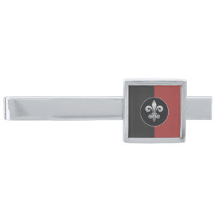 Fleur De Lis Silver Finish Tie Bar