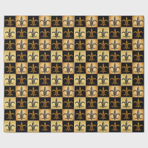 Fleur De Lis Square Tile Wrapping Paper