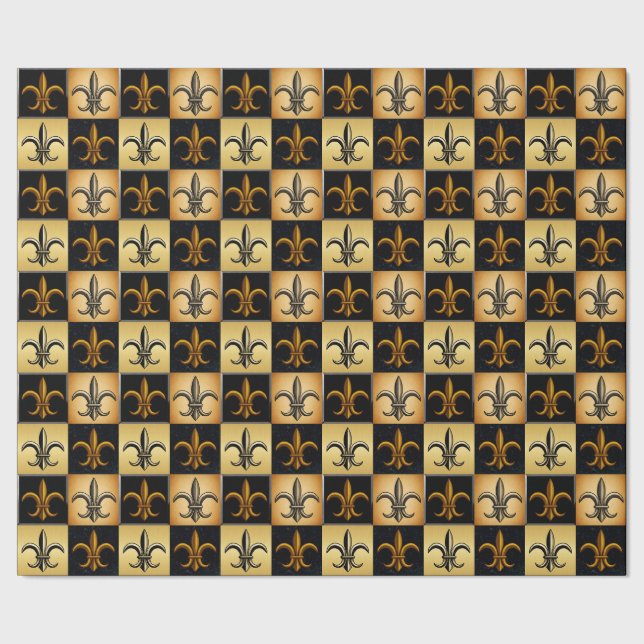Fleur De Lis Square Tile Wrapping Paper (Seam)