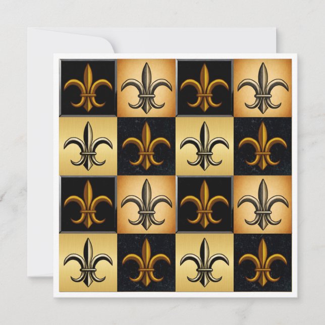 Fleur De Lis Square Tiles Invitation (Front)