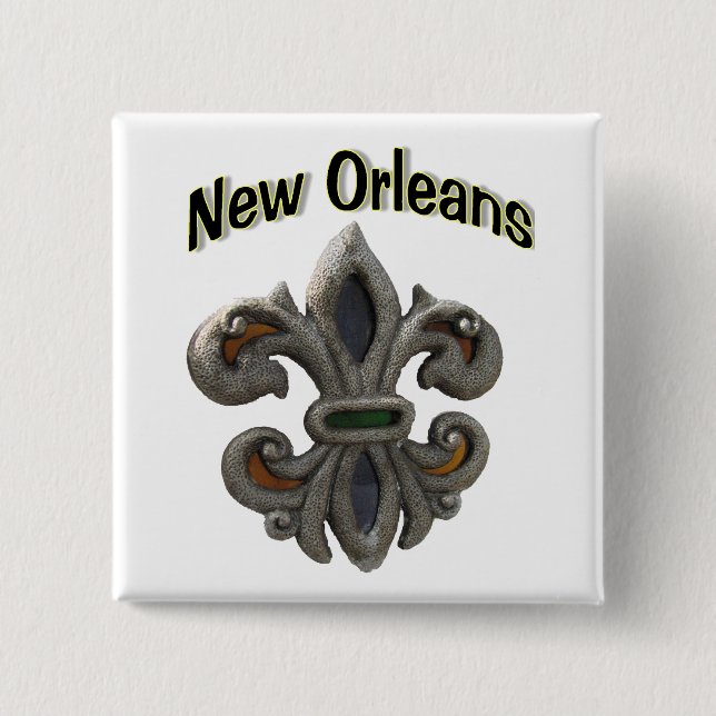 Fleur de lis Stained Glass Button (Front)