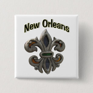 Fleur de lis Stained Glass Button