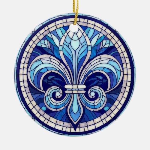 Fleur_de_lis _ Stained glass mosaic art Ceramic Ornament