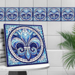 Fleur-de-lis - Stained glass mosaic art Ceramic Tile<br><div class="desc">Fleur-de-lis - Stained glass mosaic art</div>