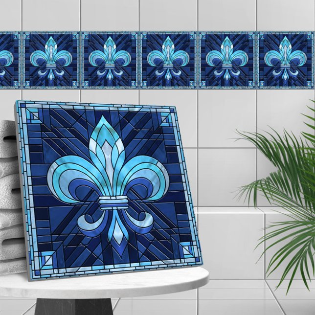 Fleur-de-lis - Stained glass mosaic art Ceramic Tile (Creator Uploaded)