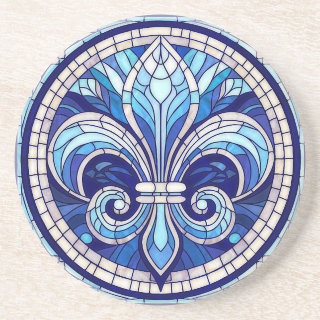 Fleur-de-lis - Stained glass mosaic art Coaster (Front)
