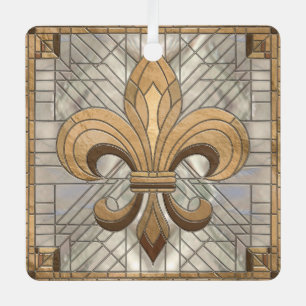 Fleur-de-lis - Stained glass mosaic art Metal Ornament