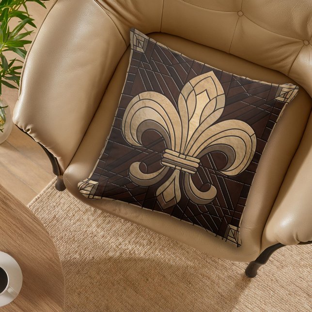 Fleur-de-lis - Stained glass mosaic art Throw Pillow (Creator Uploaded)