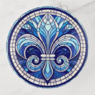 Fleur-de-lis - Stained glass mosaic art Trinket Tray